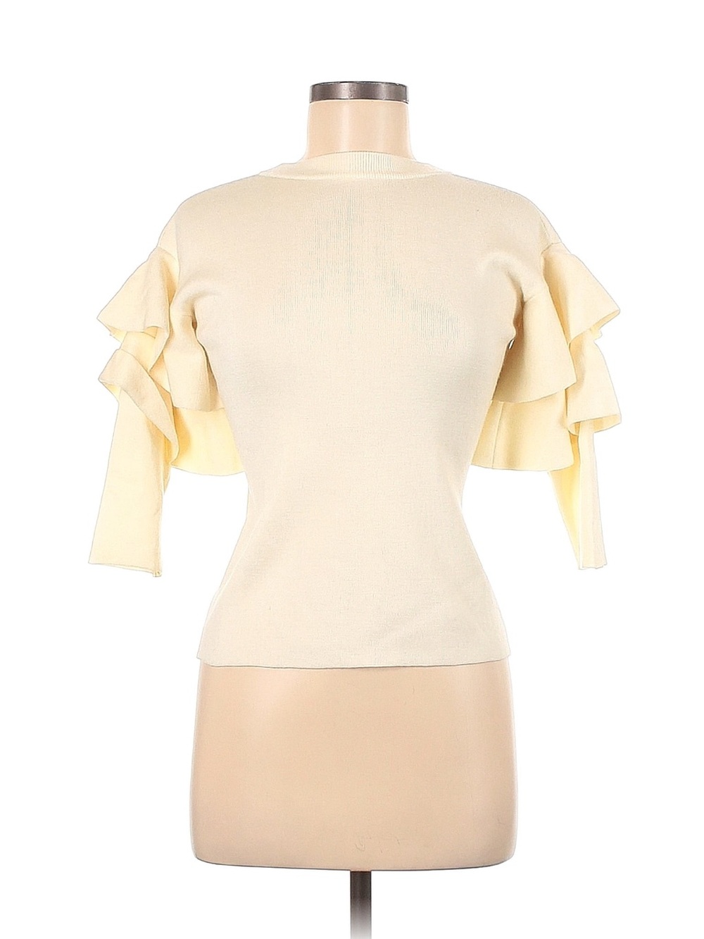 Aqua Cream Ruffle Sleeve Knit Top